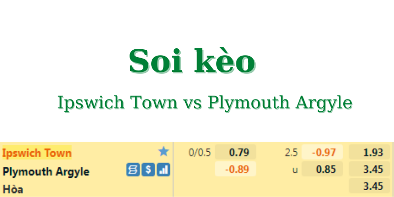 Soi kèo Ipswich Town vs Plymouth Argyle