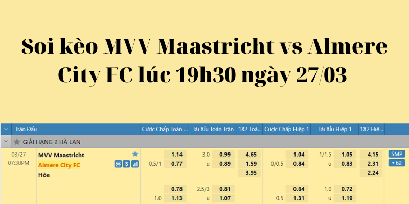 Soi kèo MVV Maastricht vs Almere City FC