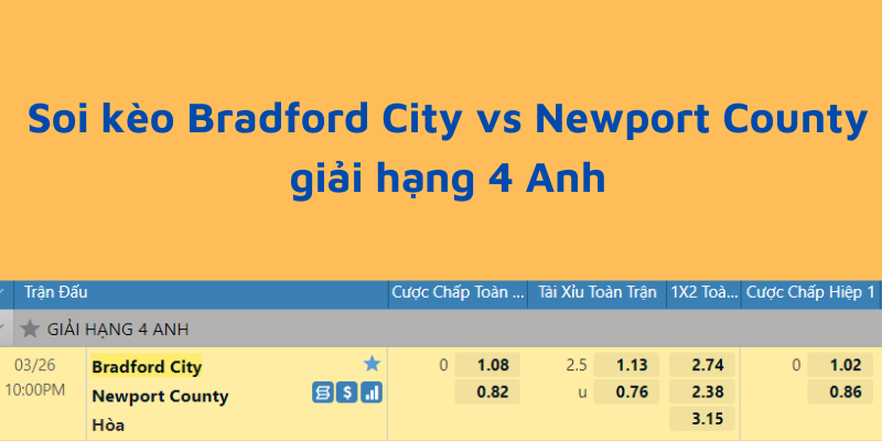 Soi kèo Bradford City vs Newport County 