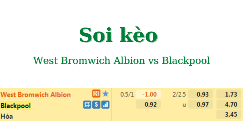 Soi kèo West Bromwich Albion vs Blackpool