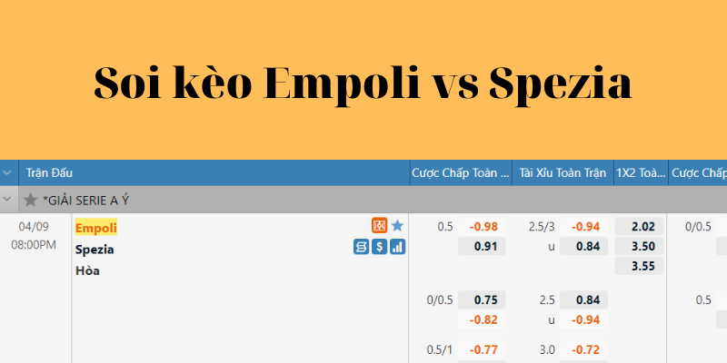 soi kèo Empoli vs Spezia