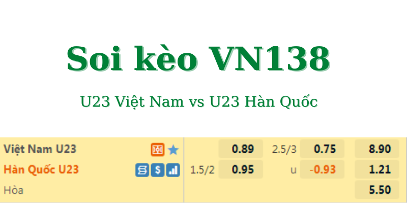 Soi kèo U23 Việt Nam vs U23 Hàn Quốc